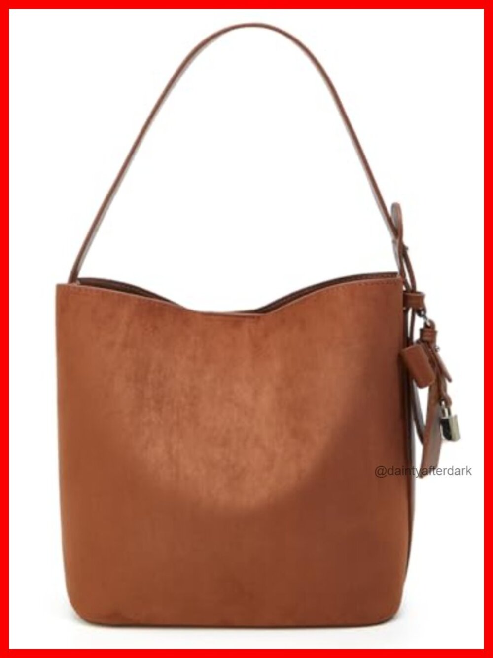 Faux Suede Bucket Bag Shoulder Crossbody Handbag Small Work Purse Tote